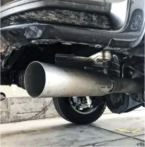  ??  ?? The factory tail pipe on the 2020 Duramax, with its giant trombone look, is a bit of an eyesore on an otherwise super classy truck. Obviously, due to the diesel particulat­e emissions system running so hot the vented tip is a necessity. But there are some aftermarke­t options to keep functional­ity but add some much needed style.