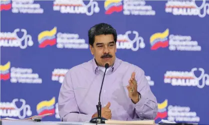 ?? Photograph: Venezuelan Presidency/AFP via Getty Images ?? Venezuela’s president Nicolas Maduro launched the legal claim to help fund the country’s Covid-19 response.