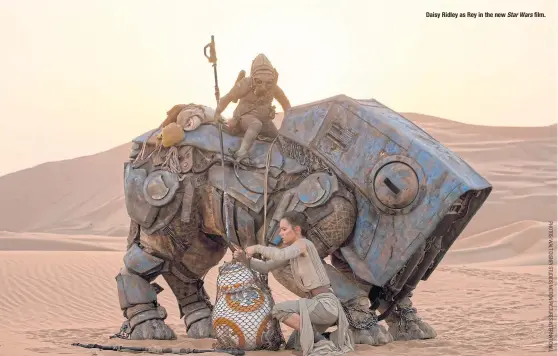  ??  ?? Daisy Ridley as Rey in the new Star Wars film.