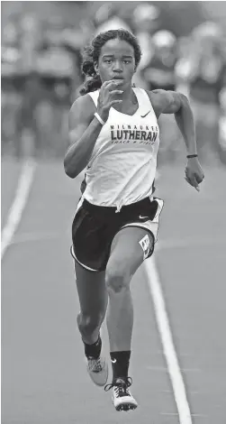  ?? RICK WOOD / MILWAUKEE JOURNAL SENTINEL ?? Milwaukee Lutheran sophomore Ja’Cey Simmons has her sights set on defending her Division 2 titles in the 100 and 200 meters at the WIAA state meet in June.