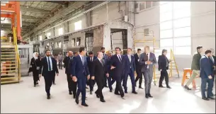  ??  ?? Minister of Commerce and Industry Al-Roudhan and his Turkish counterpar­t during the tour.