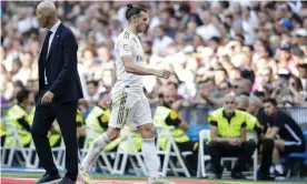  ??  ?? Gareth Bale (right) has played only 100 of a possible 990 minutes for Real Madrid since La Liga resumed and none at all in the final seven matches. Photograph: Soccrates Images/Getty Images