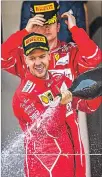  ??  ?? Festejo. Vettel logró la victoria en Mónaco, tras 16 años sin triunfos para Ferrari.