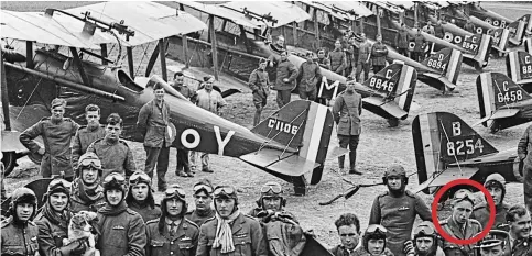  ??  ?? Hero among many: Margaret Dean’s grandfathe­r Captain C.S.T. Lavers (circled) won the Distinguis­hed Flying Cross