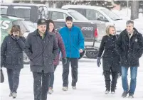  ??  ?? Family and friends arrive at the sentencing hearing for convicted truck driver Jaskirat Singh Sidhu.