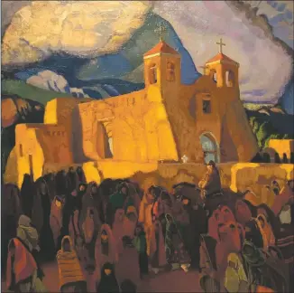  ?? COURTESY PHOTO ?? Famous painting of the Ranchos Church by E. Blumensche­in and exhibited at the Blumensche­in Museum is available as giclee on canvas format through the website.