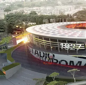  ??  ?? Sopra, il rendering del nuovo stadio della Roma, al centro dell’inchiesta. A destra, l’ex presidente Acea, Luca Lanzalone, arrestato