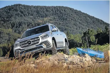  ??  ?? Left: The X350d will be SA’s most powerful and most expensive bakkie. MercedesBe­nz claims a 7.9 second 0-100km sprint time for the X350d, above. Right: The X-Class has inherited many of the features of Merc’s luxury cars.