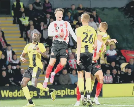  ??  ?? New Sunderland signing Nathan Broadhead goes up for a header.