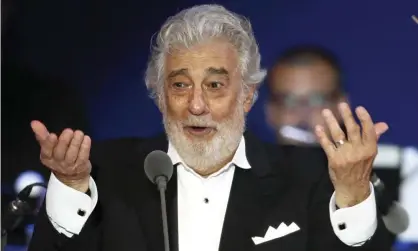  ?? Photograph: László Balogh/AP ?? Plácido Domingo performs in Szeged, Hungary, in August.