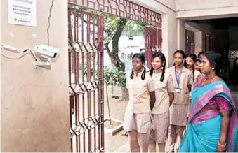  ??  ?? A school in Triplicane, Chennai, where the moment pupils arrive, an Ai-enabled facial recognitio­n system marks their arrival and the time