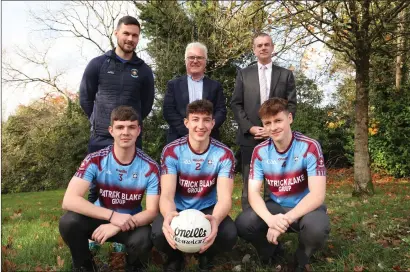  ?? ?? St. Michael’s will commence their Macrory Cup campaign next Wednesday in Healy Pasrk, Omagh. Pictured are: back row Peter Teague, Manager; Pat Blake, Sponsor; and Mark Henry, St Michaels Principal. Front row, Kai Mcgoldrick, vice captain; Lughaidh Donnelly, captain; and Josh Killilea, vice captain.