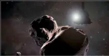  ??  ?? An artist’s impression of New Horizons and the Kuiper Belt object (486958) 2014 MU69, less formally known as Ultima Thule