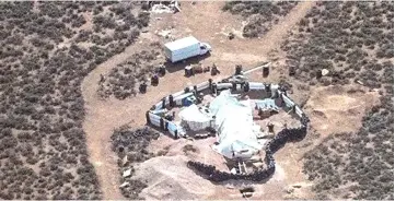  ??  ?? This undated handout photo released by the Taos County Sheriff’s Office shows a view of the compound in Amalia, New Mexico, where police rescued 11 children and arrested two armed ‘extremists.’ — AFP photo