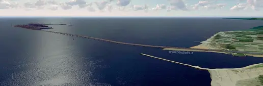  ??  ?? Il bisIl progetto del porto off sore a Chioggia, collegato a terra da un viadotto di 2,5 chilometri