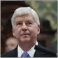  ?? AL GOLDIS — THE ASSOCIATED PRESS FILE ?? Then-Michigan Gov. Rick Snyder delivers his State of the State address at the state Capitol in Lansing, Mich., on Jan. 23, 2018.