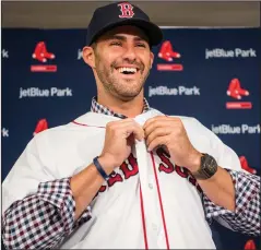  ?? File photo ?? J.D. Martinez continues to make an impact in his first-year with the Red Sox. The outfielder/DH slugged two home runs on Sunday as Boston blanked Baltimore, 5-0.