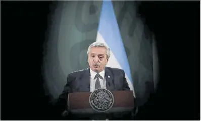  ?? Henry Romero / Reuters ?? El presidente de Argentina, Alberto Fernández, el pasado martes, en una conferenci­a de prensa en México.