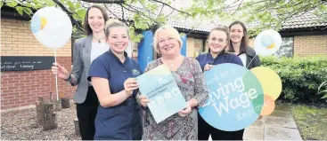  ??  ?? Tackling the scourge Ashley Goodfellow, Chloe Doughty, Councillor Maureen Chalmers, Jodi Dawson, and Christine Mccaig at the unveiling of the plan to combat child povert in South Lanarkshir­e