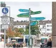  ?? FOTO: NORBERT KRAUSE ?? Der Perpedes-Wegweiser für Fußgänger in Rheydt.