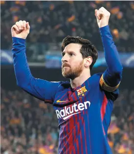  ??  ?? Lionel Messi célèbre son 100e but en Ligue des Champions, mercredi. - Associated Press: Emilio Morenatti