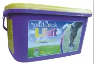  ??  ?? PAddocK LIKIt Provides essential nutrients, high-quality vitamins and minerals, live yeast to aid digestion and the “Happy Hoof” formula. £12.99 for 8kg likit.co.uk