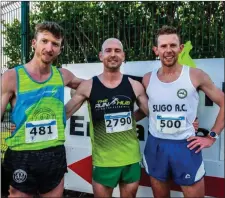  ??  ?? Emmett Dunleavy (right) got his second Sligo AC record.