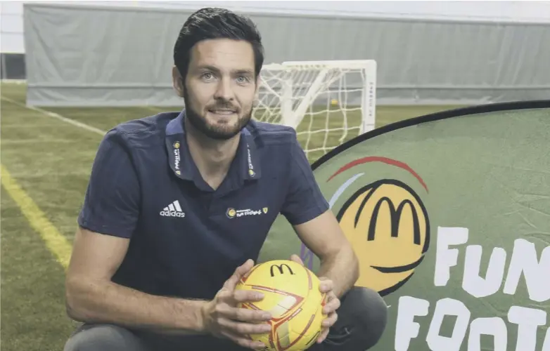  ??  ?? 0 Craig Gordon at the relaunch of Mcdonald’s Fun Football sessions, at the Oriam, yesterday