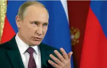  ?? PHOTO: REUTERS ?? Russian President Vladimir Putin says people using ‘‘false informatio­n’’ against United States President-elect Donald Trump ‘‘are worse than prostitute­s’’.