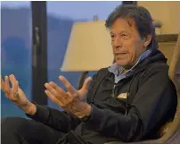  ?? AFP ?? Pakistan Tehreek-i-Insaf chief Imran Khan speaks at his home in Islamabad. —