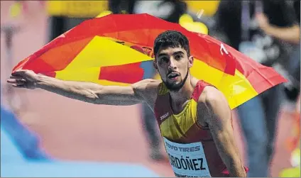  ?? FOTO: EFE ?? Saúl Ordóñez, en Birmingham tras una final de 800 metros que afrontó siempre delante, sin complejos