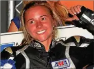  ?? PHOTO COURTESY AMA PRO RACING FILE ?? After a strong 2017 season racing in the AFT Singles class of AMA Flat Track racing, Schwenksvi­lle native Shayna Texter is targeting the series championsh­ip in 2018, hoping to become the first ever female motorcycle champion in history.