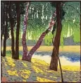  ??  ?? Inspiratio­nsquelle Japan: Carl Thiemanns „Grunewalds­ee“(um 1920, links) und Hein rich Campendonc­ks „Begebenhei­t“(1920, Ausschnitt).