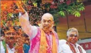  ?? ANI ?? BJP chief Amit Shah during a road show in Kolkata on Tuesday.