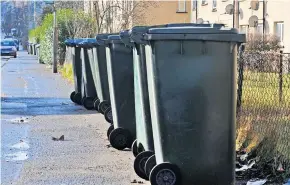  ?? ?? No pick-up Blue recycling bins were not collected last week leaving residents frustrated