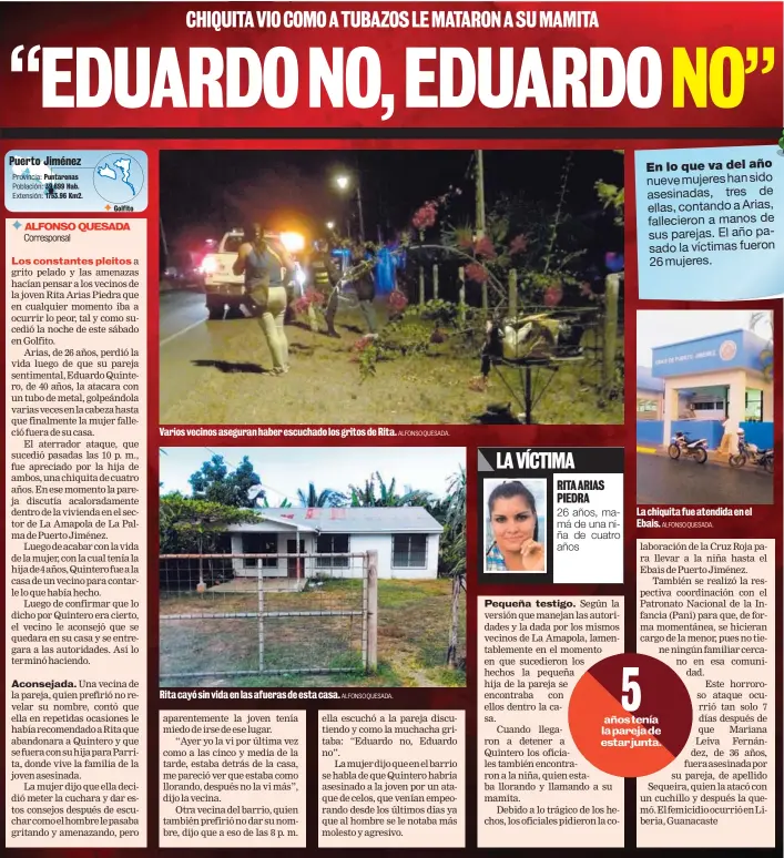  ?? ALFONSO QUESADA. ALFONSO QUESADA. ALFONSO QUESADA. ?? Varios vecinos aseguran haber escuchado los gritos de Rita. Rita cayó sin vida en las afueras de esta casa. La chiquita fue atendida en el Ebais.