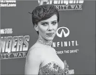  ?? AP PHOTO ?? Scarlett Johansson arrives at the world premiere of “Avengers: Infinity War” in Los Angeles earlier this year.