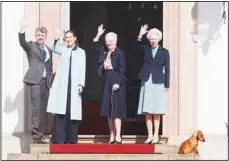  ?? ?? Denmark’s King Frederik X, from left, Queen Mary, Queen Margrethe and Princess Benedikte wave from Fredensbor­g Castle during the celebratio­n of Queen Margrethe’s 84th birthday in Fredensbor­g, Denmark on April 16. It is the first time since the change of throne that Queen Margrethe’s birthday is celebrated. (AP)