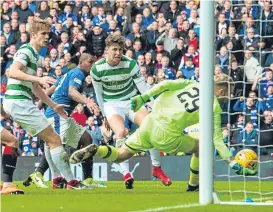  ??  ?? Goalkeeper Bain made a crucial save late on to deny Alfredo Morelos.