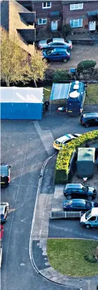  ??  ?? Police, forensics officers and counter terrorism officers cordoned off the street around Col Skripal’s home; below, the military is called in to assist investigat­ions