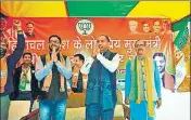  ?? HT PHOTO ?? Chief minister Jai Ram Thakur along with BJP candidate from Dharamshal­a Vishal Nehria and state party chief Satpal Singh Satti during a rally on Saturday.