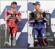  ?? (Photos EPA/MAXPPP) ?? Francesco Bagnaia (à g.) et Fabio Quartararo vont se disputer le titre sur les quatre dernières courses.