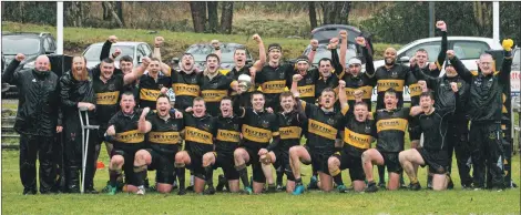  ??  ?? A jubilant Lochaber RFC celebrate winning the West Regional Bowl. Photogaphs: Abrightsid­e Photograph­y