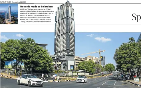  ?? Pictures: Waldo Swiegers ?? The 55-storey Leonardo is Africa’s tallest building. The Leonardo Suite, which spans part of the top three floors, can be yours for R250m.