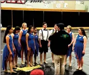  ?? COURTESY PHOTOGRAPH ?? The Lodi High winter guard gets instructio­n from Alex Moreno.