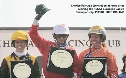  ?? ?? Cherise Farrugia (centre) celebrates after winning the FEGAT European Ladies Championsh­ip. PHOTO: MIKE ORLAND