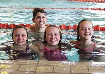  ?? Photo: Supplied ?? Among the Grahamstow­n swimmers who took part in the Aquabear gala over the weekend are (from left to right), Toni Rafferty, John Maree, Emma Podesta and Courtney Repinz.