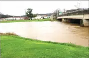  ?? Photo by Jake Mercer ?? Rainy weather conditions over the past few days in Ridgway led to high and rushing Clarion River waters, reaching as high as 13 feet.