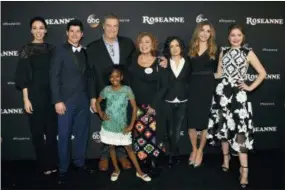  ?? PHOTO BY JORDAN STRAUSS — INVISION — AP, FILE ?? In this file photo, from left, Whitney Cummings, Michael Fishman, John Goodman, Jayden Rey, Roseanne Barr, Sara Gilbert, Sarah Chalke and Emma Kenney arrive at the Los Angeles premiere of “Roseanne” in Burbank ABC, which canceled its “Roseanne” revival...