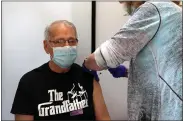  ?? SUBMITTED PHOTO ?? Gary Giorno, a Vietnam era Veteran, receives his second dose of the Moderna COVID-19 vaccine at the Coatesvill­e VA Medical Center vaccinatio­n clinic March 12. Giorno shared his thoughts about the process during his observatio­n period before checking out